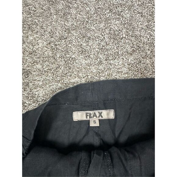 FLAX Linen Pants Black Women’s S Lagenlook Wide Tapered Leg Flowy Zip Button - Picture 4 of 14